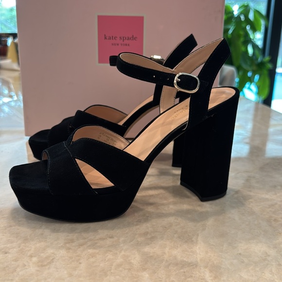 Kate Spade Black Suede Platform Sandals 9 - Picture 5 of 13
